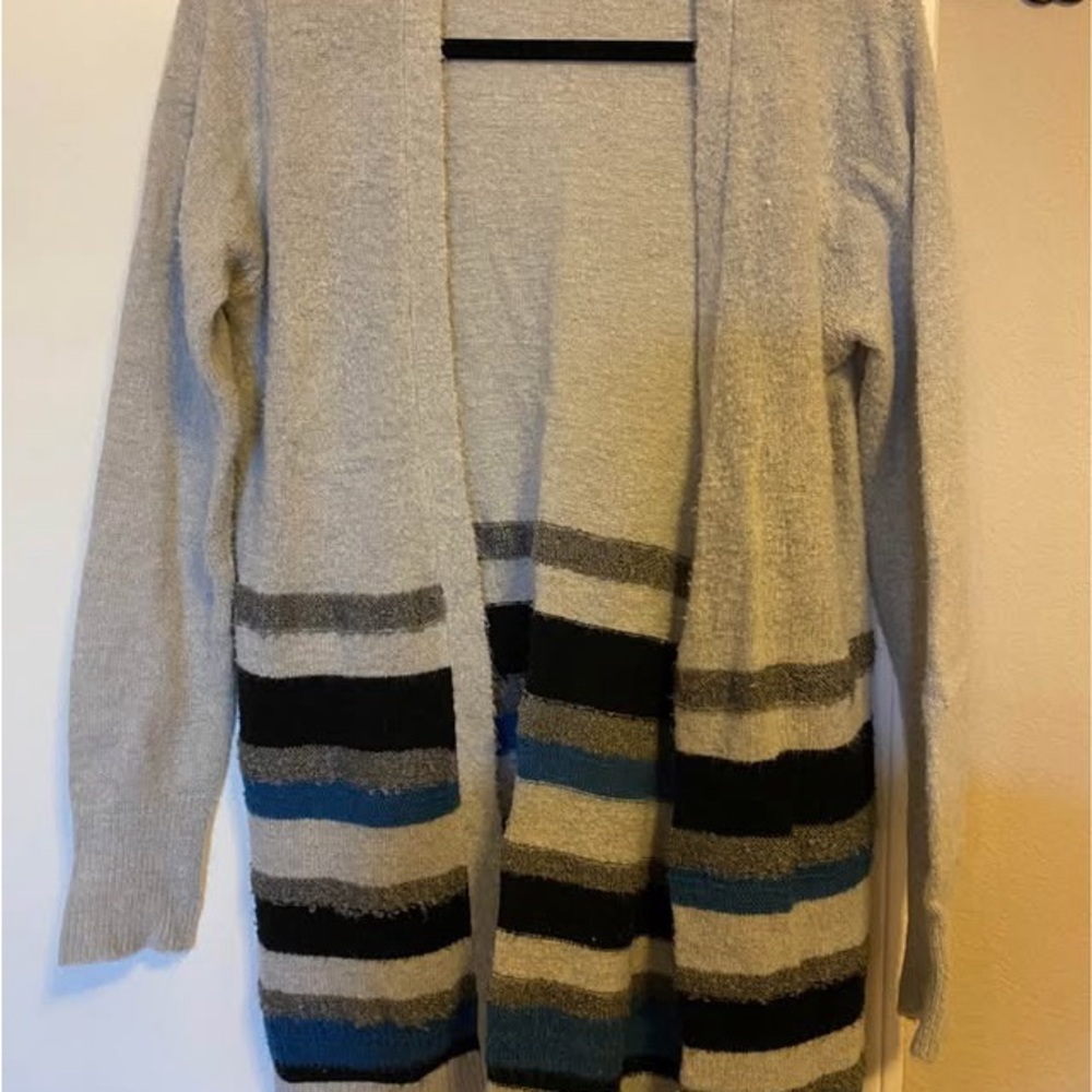 Striped Open-Front Cardigan Sweater